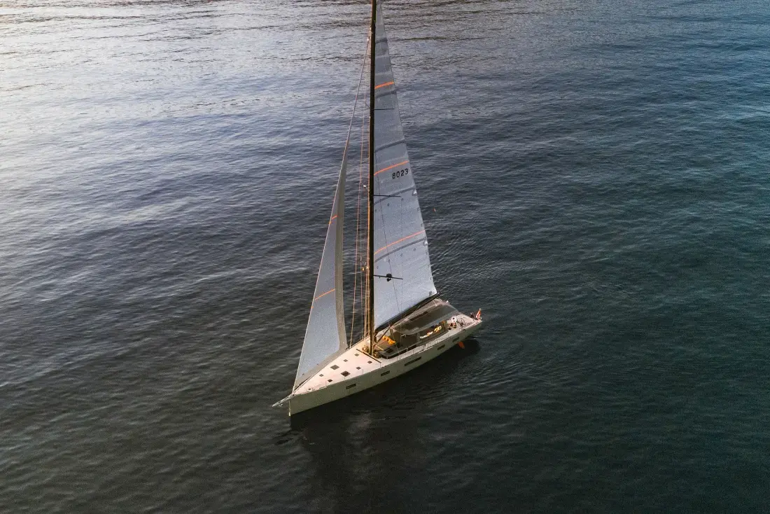 Sailing Yacht W, exterior, on the water