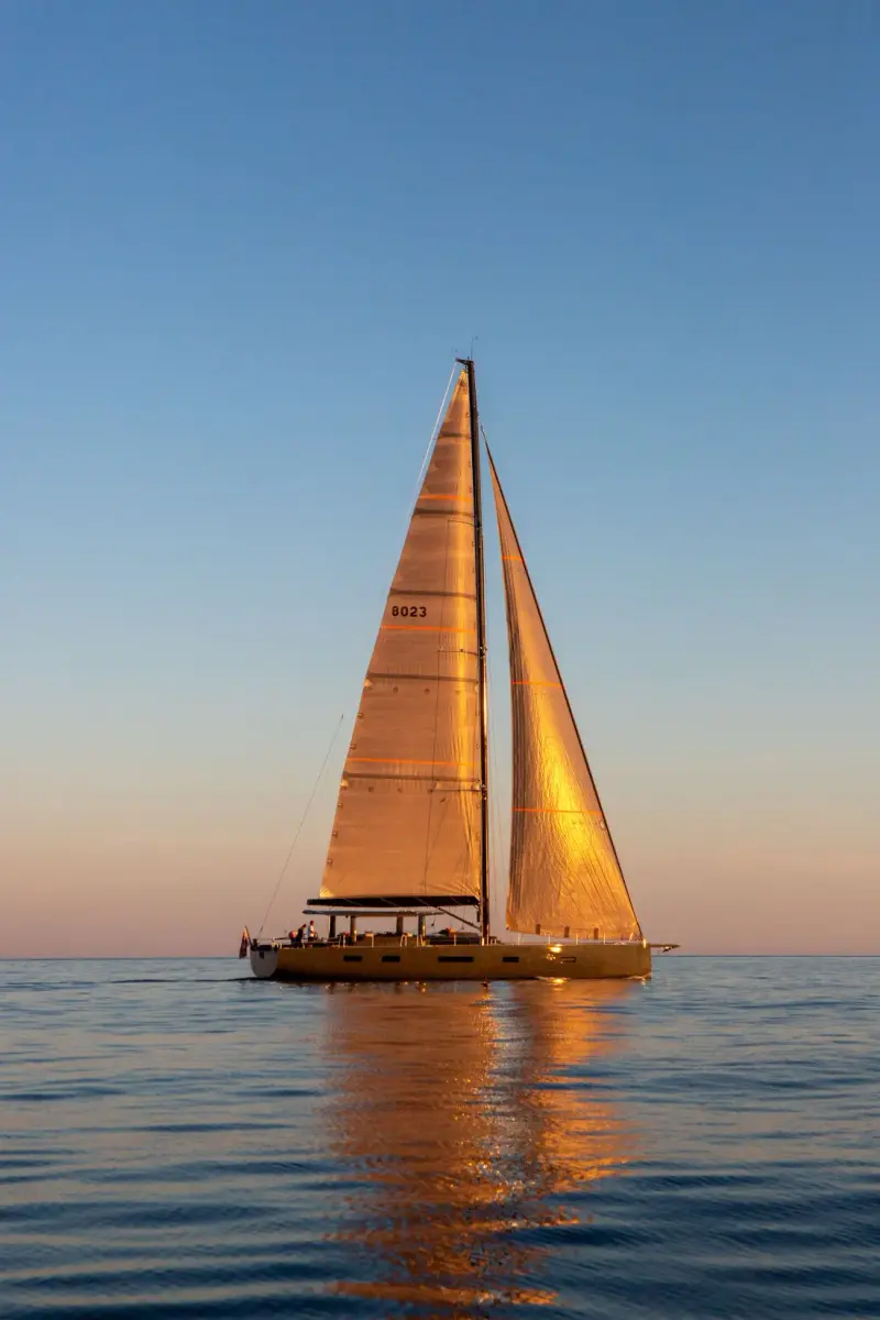 Sailing Yacht W, exterior, on the water